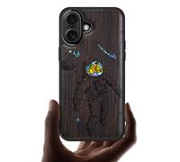Carveit Coque Magnétique pour iPhone 17 Étui, Gravure en Bois et Incrustation de Coquille Cover Compatible Magsafe avec Apple 17 Coque (Bois Sombre-Vagabond Cosmique)