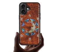 Carveit Coque Magnétique pour iPhone 17 Étui, Gravure en Bois et Incrustation de Coquille Cover Compatible Magsafe avec Apple 17 Coque (Rosé-Énigme Manuscrite)