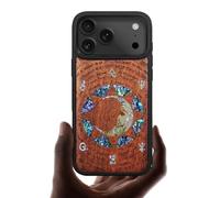 Carveit Coque Magnétique pour iPhone 17 Pro Étui, Gravure en Bois et Incrustation de Coquille Cover Compatible Magsafe avec Apple 17 Pro Coque (Rosé-Énigme Manuscrite)