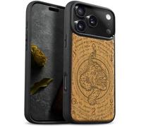 Carveit Coque Magnétique pour iPhone 17 Pro Max Étui Bois Case de Téléphone Antichoc Bumper TPU Compatible Magsafe 17 Pro Max Coque Artistique Etui (Cerise-La Descente du Tigre)