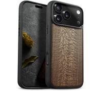 Carveit Coque Magnétique pour iPhone 17 Pro Max Étui Bois Case de Téléphone Antichoc Bumper TPU Compatible Magsafe 17 Pro Max Coque Etui (Noyer-Le Premier Pulsar/CP 1919)