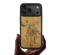Carveit Coque Magnétique pour iPhone 17 Pro Max Étui, Gravure en Bois et Incrustation de Coquille Cover Compatible Magsafe avec Apple 17 Pro Max Coque (Cerise-Vagabond Cosmique)