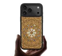 Carveit Coque Magnétique pour iPhone 17 Pro Max Étui, Gravure en Bois et Incrustation de Coquille Cover Compatible Magsafe avec Apple 17 Pro Max Coque (Cerise-Fleurs de Mandalas)