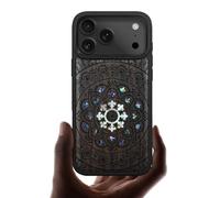 Carveit Coque Magnétique pour iPhone 17 Pro Max Étui, Gravure en Bois et Incrustation de Coquille Cover Compatible Magsafe avec Apple 17 Pro Max Coque (Bois Sombre-Fleurs de Mandalas)