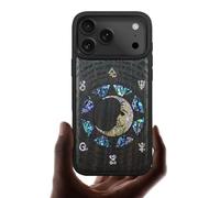 Carveit Coque Magnétique pour iPhone 17 Pro Max Étui, Gravure en Bois et Incrustation de Coquille Cover Compatible Magsafe avec Apple 17 Pro Max Coque (Bois Sombre-Énigme Manuscrite)