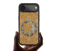 Carveit Coque Magnétique pour iPhone Air Étui, Gravure en Bois et Incrustation de Coquille Cover Compatible Magsafe avec Apple 17 Air Coque (Cerise-Énigme Manuscrite)