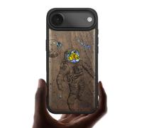 Carveit Coque Magnétique pour iPhone Air Étui, Gravure en Bois et Incrustation de Coquille Cover Compatible Magsafe avec Apple 17 Air Coque (Noyer-Vagabond Cosmique)