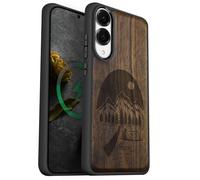 Carveit Coque Magnétique pour Samsung S25 Edge Étui Bois Case de Téléphone Antichoc Bumper TPU Compatible Magsafe Galaxy S25 Edge Etui (Noyer-Nuit Sauvage)