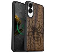 Carveit Coque Magnétique pour Samsung S25 Edge Étui Bois Case de Téléphone Antichoc Bumper TPU Compatible Magsafe Galaxy S25 Edge Etui (Noyer-Domination du tisseur de Toile)