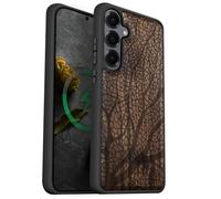 Carveit Coque Magnétique pour Samsung S25 Étui Bois Case de Téléphone Antichoc Bumper TPU Compatible Magsafe Galaxy S25 Etui (Noyer-La Toile Complexe de la Nature)