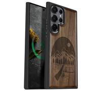 Carveit Coque Magnétique pour Samsung S25 Ultra Étui Bois Case de Téléphone Antichoc Bumper TPU Compatible Magsafe Galaxy S25 Ultra Etui (Noyer-Nuit Sauvage)