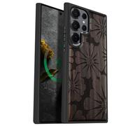 Carveit Coque Magnétique pour Samsung S25 Ultra Étui Bois Case de Téléphone Antichoc Bumper TPU Compatible Magsafe Galaxy S25 Ultra Etui (Bois Sombre-Éclat Floral)