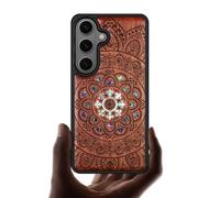 Carveit Coque Magnétique pour Samsung S26 Étui de TPU, Gravure en Bois et Incrustation de Coquille Cover Compatible Magsafe avec Galaxy S26 Coque (Rosé-Fleurs de Mandalas)