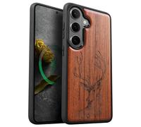 Carveit Coque Magnétique pour Samsung S26 Plus Étui Bois Case de Téléphone Antichoc Bumper TPU Compatible Magsafe Galaxy S26 Plus Etui (Rosé-Tête de Cerf)