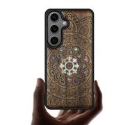 Carveit Coque Magnétique pour Samsung S26 Plus Étui de TPU, Gravure en Bois et Incrustation de Coquille Cover Compatible Magsafe avec Galaxy S26 Plus Coque (Noyer-Fleurs de Mandalas)