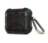 Carveit Coque pour Airpods 3ème génération 2021, Étui de Protection pour AirPods 3 avec Unique Etui en Bois et TPU, avec Titane Mousqueton (Bois Sombre-Art De Dessin De Mandala)