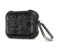 Carveit Coque pour Airpods Pro 3, Étui de Protection Compatible avec Airpods Pro 3 (2025) avec Unique Etui en Bois et TPU, avec Titane Mousqueton (Bois Sombre-Art du Graffiti Calligraphie)