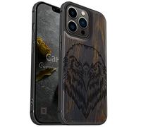 Carveit Coque pour en iPhone 13 Pro Case Compatible MagSafe avec Étui de Protection Bois et TPU Silicone téléphone Antichoc de 13 Pro magnétique Bumper Etui (Bois Sombre-Art de l'aigle)