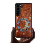 Carveit Coque pour Galaxy S23 Étui Bois [Gravure en Bois et Incrustation de Coquille] Luxe Cover Compatible avec Samsung S23 5G Etui (Rosé-Énigme Manuscrite)