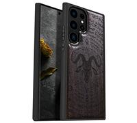 Carveit Coque pour Galaxy S23 Ultra Étui [Élégant Bois sombre] [Pare-Chocs en TPU Souple] Coque de Téléphone Antichoc Compatible avec Samsung S23 Ultra Coque Bois (Baphomet du vieux manuscrit)
