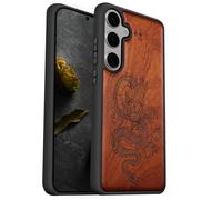 Carveit Coque pour Galaxy S25 Étui, (Rosé-Dragon Chinois)