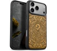 Carveit Coque pour iPhone 18 Pro Étui, Cerise-Phoenix Mandala | [Antichoc Pare-Chocs en TPU Case Souple] Magnétique Bois Étui de Téléphone Compatible Magsafe iPhone 18 Pro Coque
