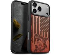 Carveit Coque pour iPhone 18 Pro Étui, Rosé-Attaque de Requin | [Antichoc Pare-Chocs en TPU Case Souple] Magnétique Bois Étui de Téléphone Compatible Magsafe iPhone 18 Pro Coque