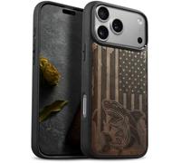 Carveit Coque pour iPhone 18 Pro Max Étui, Noyer-Attaque de Requin | [Antichoc Pare-Chocs en TPU Case Souple] Magnétique Bois Étui de Téléphone Compatible Magsafe iPhone 18 Pro Max Coque