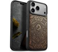 Carveit Coque pour iPhone 18 Pro Max Étui, Noyer-Phoenix Mandala | [Antichoc Pare-Chocs en TPU Case Souple] Magnétique Bois Étui de Téléphone Compatible Magsafe iPhone 18 Pro Max Coque
