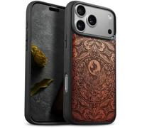 Carveit Coque pour iPhone 18 Pro Max Étui, Rosé-Phoenix Mandala | [Antichoc Pare-Chocs en TPU Case Souple] Magnétique Bois Étui de Téléphone Compatible Magsafe iPhone 18 Pro Max Coque