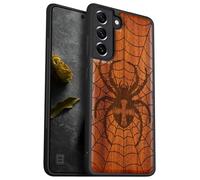 Carveit Coque pour Samsung S22 Plus Étui de Bois [Pare-Chocs en TPU Souple] Case de Téléphone Antichoc Compatible avec Galaxy S22 Plus Etui Bois (Rosé-Domination du tisseur de Toile)