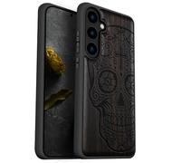 Carveit Coque pour Samsung S24 Étui [Pare-Chocs en TPU Souple] Coque de Téléphone Antichoc Compatible avec Galaxy S24 Etui Bois (Bois Sombre-Dis de Los Muertos)