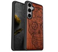 Carveit Étui Bois pour Galaxy S25 Plus, (Rosé-Dis de Los Muertos)