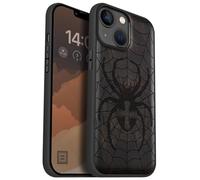 Carveit Étui Magnétique pour iPhone 14 Coque Bois Cover, Bois Etui de Téléphone Antichoc Compatible Magsafe avec Apple 14 Case (Bois Sombre-Domination du tisseur de Toile)