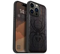 Carveit Étui Magnétique pour iPhone 14 Pro Max Coque Bois Cover, Bois Etui de Téléphone Antichoc Compatible Magsafe avec Apple 14 Pro Max Case (Bois Sombre-Domination du tisseur de Toile)
