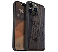 Carveit Étui Magnétique pour iPhone 14 Pro Max Coque Bois Cover, Bois Etui de Téléphone Antichoc Compatible Magsafe avec Apple 14 Pro Max Case (Bois Sombre-Portrait de Tigre Royal)