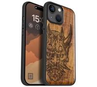 Carveit Étui magnétique pour iPhone 15 Étui [Antichoc Pare-Chocs en TPU Souple] Case de téléphone Compatible avec Magsafe 15 Coque (Noyer-l'art du Masque Japonais Oni)