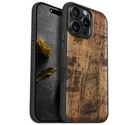 Carveit Étui Magnétique pour iPhone 16 Pro Max Coque Bois Cover, Bois Etui de Téléphone Antichoc Compatible Magsafe avec Apple Magsafe 16 Pro Max Case (Noyer-Big Ben au Milieu du Journal)