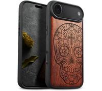 Carveit Étui Magnétique pour iPhone 17 Air Coque Bois Cover, Bois Etui de Téléphone Antichoc Compatible Magsafe avec Apple iPhone Air Case (Rosé-Dis de Los Muertos)