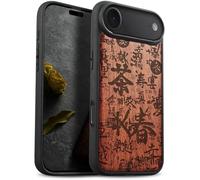 Carveit Étui Magnétique pour iPhone 17 Air Coque Bois Cover, Etui de Téléphone Antichoc Compatible Magsafe avec Apple iPhone Air Case (Rosé-Art du Graffiti Calligraphie)