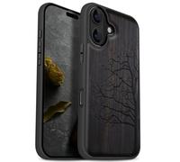 Carveit Étui Magnétique pour iPhone 17 Coque Bois Cover, Bois Etui de Téléphone Antichoc Compatible Magsafe avec Apple 17 Case (Bois Sombre-Arbre éternel)