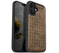 Carveit Étui Magnétique pour iPhone 17 Coque Bois Cover, Etui de Téléphone Antichoc Compatible Magsafe avec Apple 17 Case (Noyer-Donc Cette Calligraphie Ching)