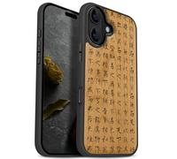 Carveit Étui Magnétique pour iPhone 17 Coque Bois Cover, Etui de Téléphone Antichoc Compatible Magsafe avec Apple 17 Case (Cerise-Donc Cette Calligraphie Ching)