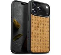 Carveit Étui Magnétique pour iPhone 17 Pro Coque Bois Cover, Etui de Téléphone Antichoc Compatible Magsafe avec Apple 17 Pro Case (Cerise-Donc Cette Calligraphie Ching)