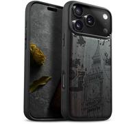 Carveit Étui Magnétique pour iPhone 17 Pro Max Coque Bois Cover, Etui de Téléphone Antichoc Compatible Magsafe avec Apple 17 Pro Max Case (Bois Sombre-Big Ben au Milieu du Journal)