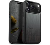 Carveit Étui Magnétique pour iPhone 17 Pro Max Coque Bois Cover, Etui de Téléphone Antichoc Compatible Magsafe avec Apple 17 Pro Max Case (Bois Sombre-La Danse du la Baleine)