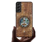 Carveit Etui pour Galaxy S22 Plus de Coque [Gravure en Bois et Incrustation de Coquille] Souple TPU de Téléphone Compatible avec Samsung S22 Plus Étui (Noyer-Thors Hammer)