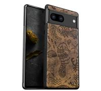 Carveit Etui pour Google Pixel 8 Coque [Pare-Chocs en TPU Souple] Protection de Téléphone Antichoc Compatible avec Pixel 8 Étui Bois (Noyer-Une symphonie Aquatique)