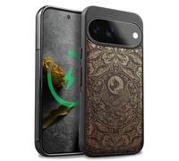 Carveit Étui pour Pixel 11, Noyer, Phoenix Mandala