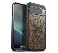 Carveit Magnétique Coque pour Google Pixel 10/10 Pro Étui Bois [Pare-Chocs en TPU Souple] Case de Téléphone Compatible Magsafe Pixel 10/10 Pro Coque (Noyer-Domination du tisseur de Toile)
